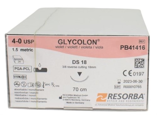 GLYCOLON RESORBA 6-0 45CM VIOLET NAALD DSM13 PB41527 24ST